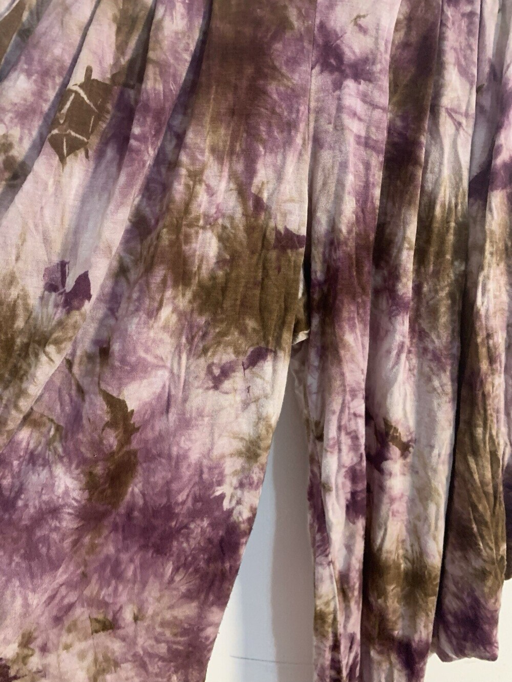 Kooniez Boho Tie Dye Harem Pants Lg- Brown Pink Drop Crotch Genie Pants USA - Picture 3 of 7